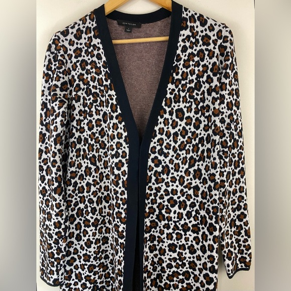 Ann Taylor Animal Print Colorblock Open Cardigan Women’s Size Small - Picture 5 of 9